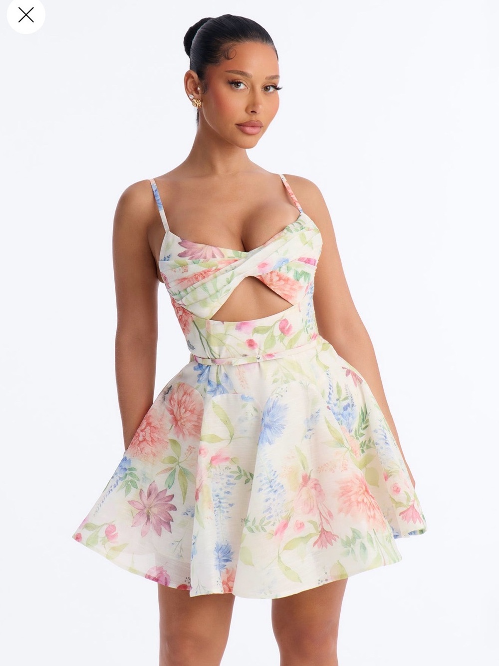Fashion Nova Pastel Floral Cutout Mini Dress
